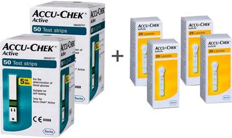 Buy ACCU-CHEK ACTIVE 100 (50X2) TEST STRIPS + 4 PACK OF SOFTCLIX LANCET ...
