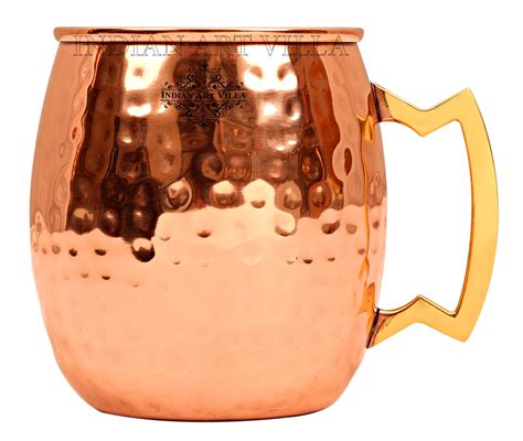 Steel Copper Hammered Round Shaped Moscow Mule, Beer Mug with Designer ...