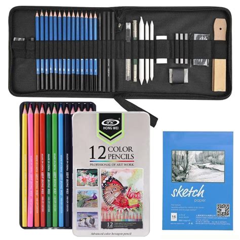 Wynhard Drawing Pencils Shading Pencils Set 47 Pcs Drawing Kit Colour ...