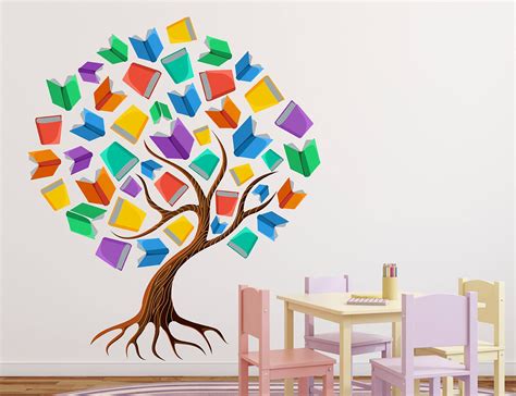 Wallstick Tree with Books wallsticker (Vinyl 75 cm x 65 cm) : Amazon.in ...