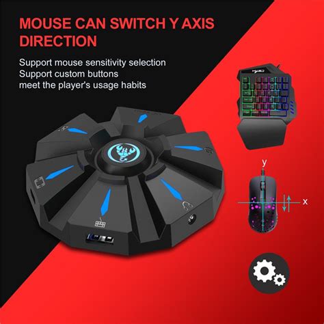 HXSJ P9 Controller Gaming Keyboard Mouse Converter Adapter with LED Li ...