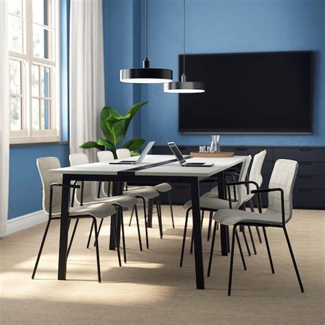 MITTZON conference table, white/black, 120x108x75 cm (471/4x421/2x291/2 ...