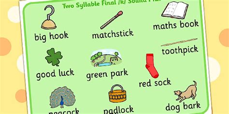 Two Syllable Final K Sound Word Mat (teacher made) - Twinkl