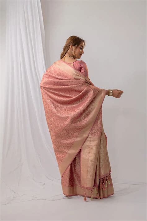 Gulbahaar Pink Satin Saree – Varyam