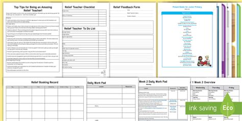 Year 1 Week 2 Relief Teacher Resource Pack (teacher made)