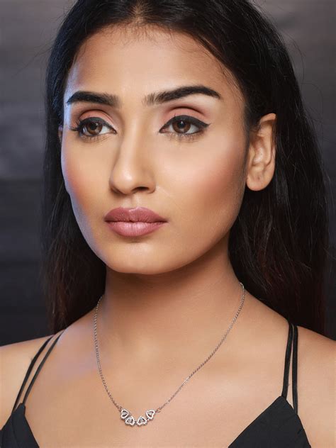 Priyaasi Hearts American Diamond Silver-Plated Necklace