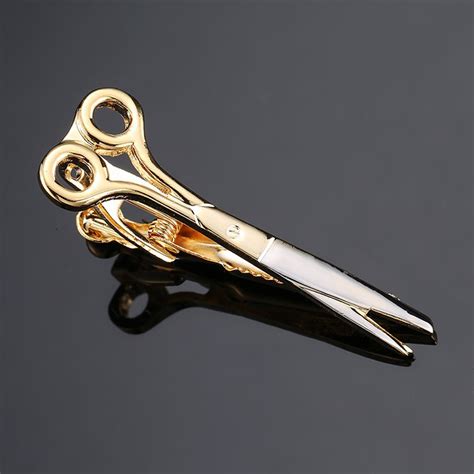 Scissors Gold Rhodium CZ Formal Shirt Tie Pin Clip Branded Box – ZIVOM
