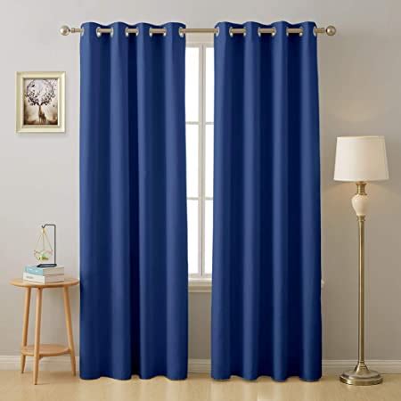 Buy Cloth Fusion Valance Solid Blackout Door Curtain,7 Feet,Royal Blue ...