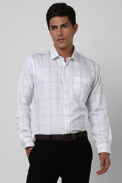 Buy Men White Slim Fit Check Full Sleeves Formal Shirt Online ...