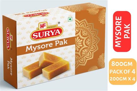 Surya 800gm MYSORE PAK |INDIAN SWEET (PACK OF 4; 200gm each) Box Price ...