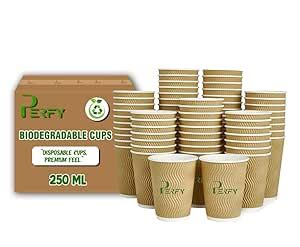 Perfy Sustainable Biodegradable Ripple Cups (250ml)|Disposable Paper ...