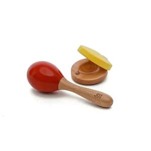 Ariro Toys Wooden Maraca & Clapper Set – Baby Rattles for 3-10 Months ...