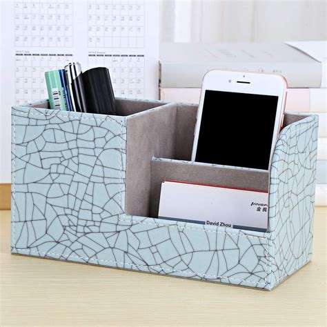 Buy KINGFOM PU Leather Desk Organizer Pen Pencil Holder Business Name ...