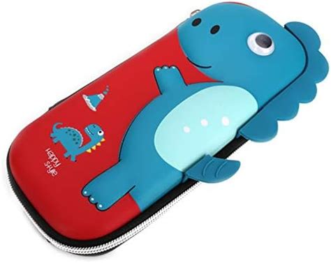 QIPS Dinosaur 3D Emmbossed EVA Hardtop Pencil Case Pouch Bag, Red ...