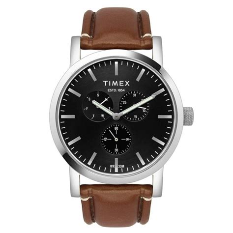 Timex Fashion Men's Black Dial Round Case Multifunction Function Watch