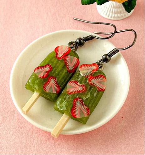 Raw Mango Strawberry Ice Candy Bar Mini Earrings – small IDEA
