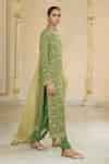 Buy Olive Green Georgette, Dupion, Tissue Bandhani Kurta Set With ...