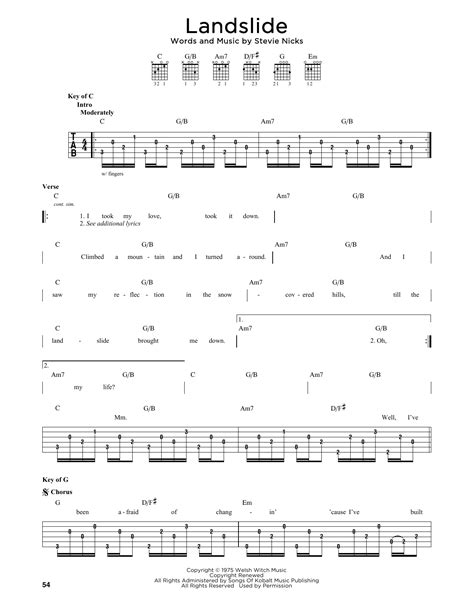 Landslide by Fleetwood Mac - Guitar Lead Sheet - Guitar Instructor