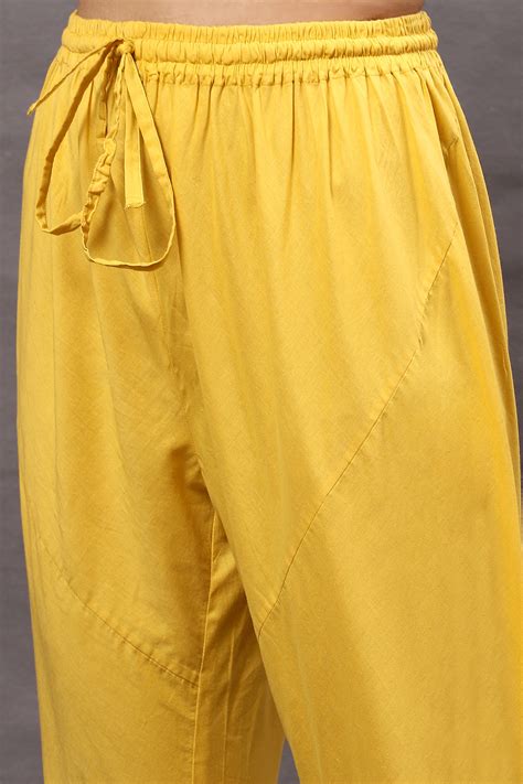 Rohit Bal Mustard Cotton Blend Anarkali Kurta Suit Set