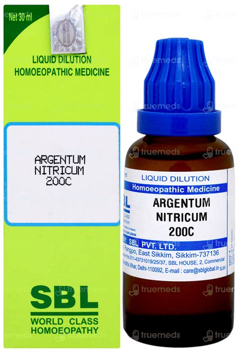 Sbl Argentum Nitricum 200 C Dilution 30 Ml - Uses, Side Effects, Dosage ...