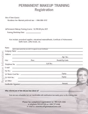 Fillable Online PERMANENT MAKEUP TRAINING Registration Fax Email Print ...
