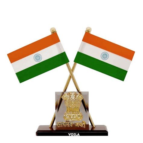 VOILA Indian Flag with Brown Satyamev Jayate Symbol for Vehicle (Car,
