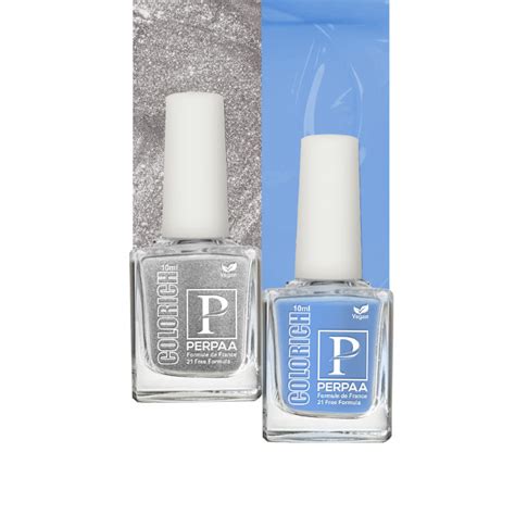 Buy PERPAA Colorich Ice Blue & Texture Silver Nail Polish - Pack of 2 ...