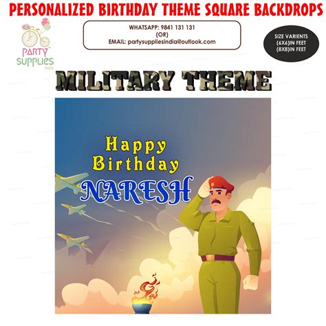 Military Theme Customized Square Backdrop | Birthday party online ...