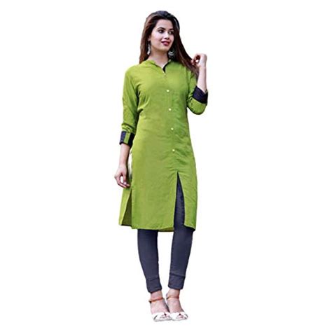 Buy Trendy Stylish Kurta Plain Casual Wear for Women (Green, XXXL) at ...