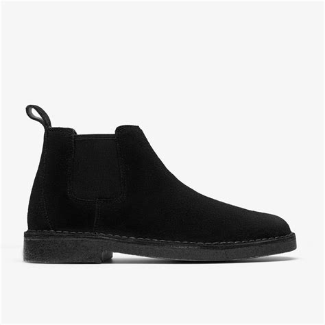 Mens Desert Chelsea Black Suede Boots | Clarks