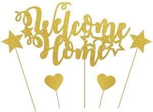 SVM CRAFT® Gold Glitter Welcome Home Cake Topper - Home Party ...