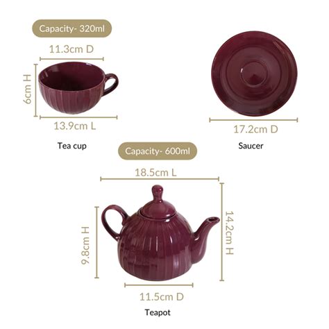 Ceramic Ambrosia One Cup Tea Set Plum Online - Premium Tea Set | Nestasia
