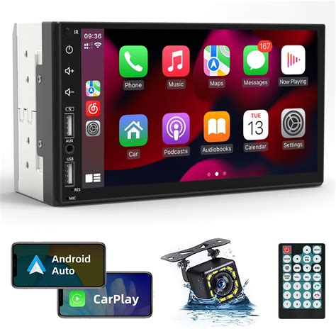 Leadfan Rádio estéreo automotivo Double Din compatível com Apple Carplay e Android Auto, tela ...