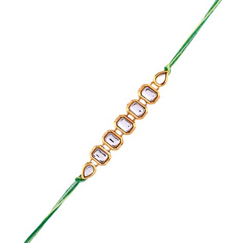 Traditional Motif Faux Kundan Thread Rakhi For Brother | Voylla – VOYLLA