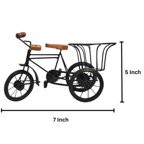 Wood And Iron Cycle Rickshaw Table Top Showpiece - Oxyroots Handicraft