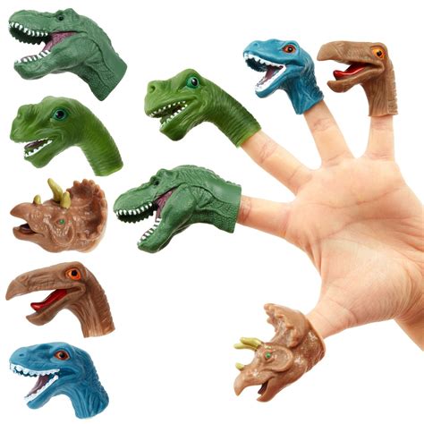 10 Pack Dinosaur Finger Puppets for Kids and Family, Dino Toys for ...