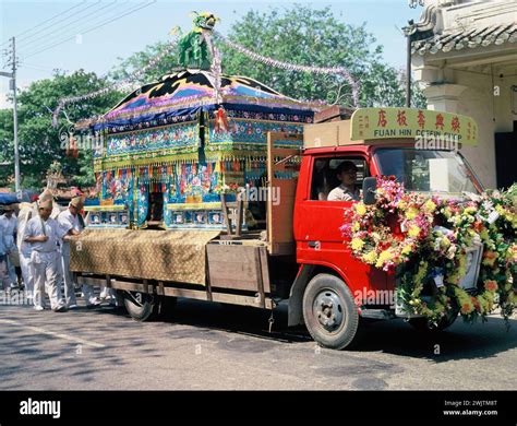 Malaysia. Malacca. Chinese funeral procession. Flower decorated lorry ...