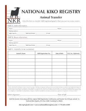 Fillable Online animal transfer form Fax Email Print - pdfFiller