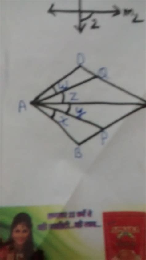 If AB = AD, angle x = angle w, angle y = angle z. Then prove that AP ...