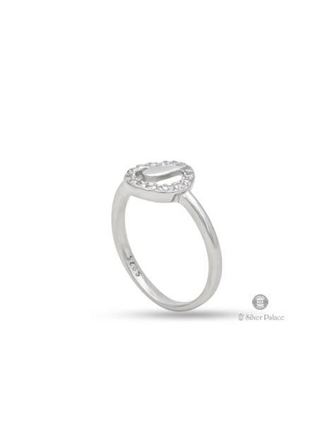 925 Sterling Silver Tear-drop Loop White Stone Ring For Girls Puya ...