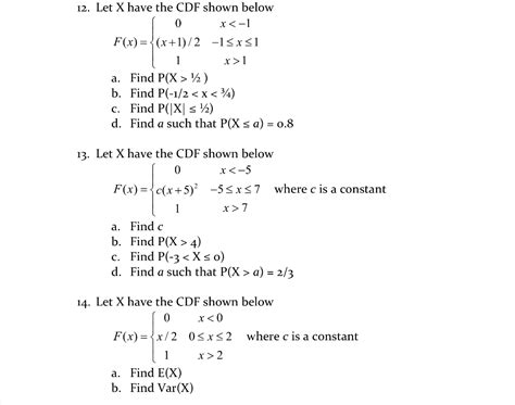 Solved 12. Let X have the CDF shown below F(x)(x+1)/2 -13xsl | Chegg.com
