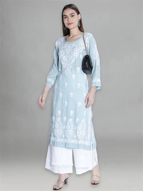 Seva Chikan Hand Embroidered Modal Cotton Lucknowi Chikankari Kurta
