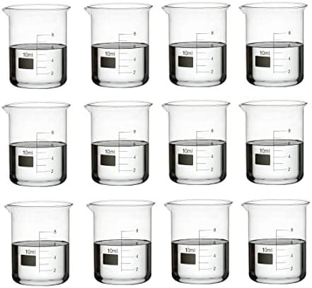 RG Borosilicate 3.3 Glass Beakers with Graduation Marks (10 ml, 12 ...