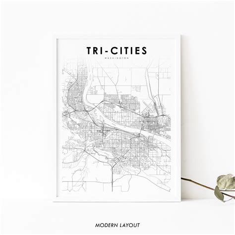 The Tri-cities WA Map Print, Washington USA Map Art Poster, City Street Road Map Print, Nursery ...