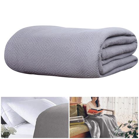 Eurotex 100% Cotton Thermal Queen Size Blanket, Diamond Weave ...