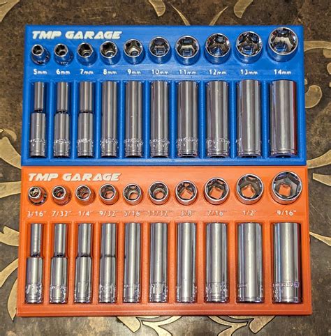 3D Printed 1/4 Drive Low Profile Socket Organizer Metric and SAE Set ...