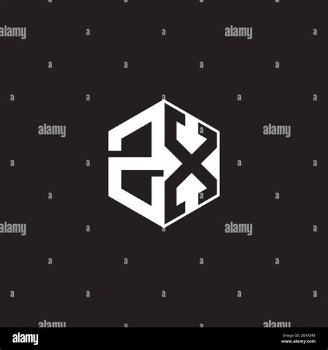 ZX Z X XZ Logo monogram hexagon with black background negative space ...