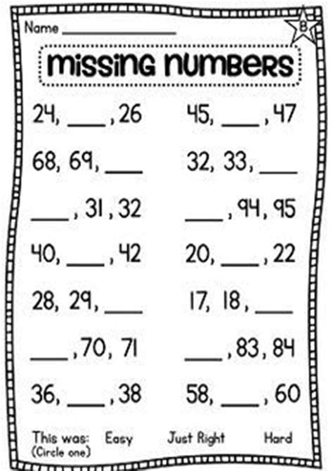 Missing Numbers Worksheet 1 50 - Educational Printable Activities