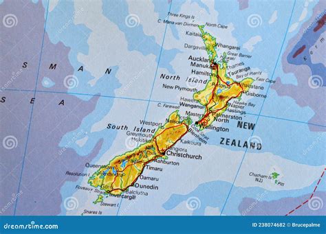 A Map of New Zealand with Major Cities Stock Photo - Image of islands ...