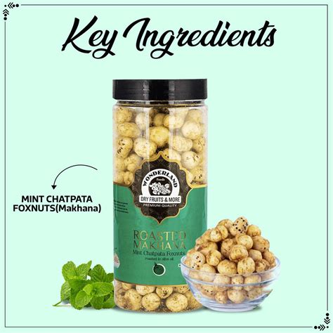 Wonderland Foods 100g Mint Chatpata Makhana (Foxnut) Jar